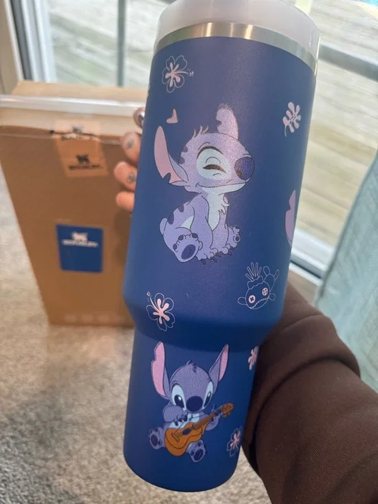 Stanley Blue Stitch & Angel Stitch Travel Mug with Handle - Picture 2 of 6